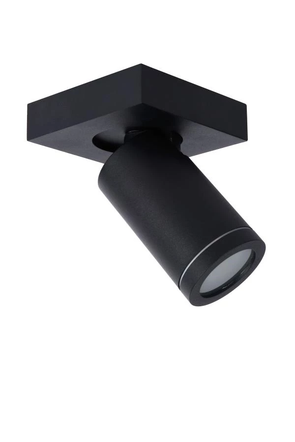 Lucide TAYLOR - Foco de techo Baño - LED Dim to warm - GU10 - 1x5W 2200K/3000K - IP44 - Negro - apagado